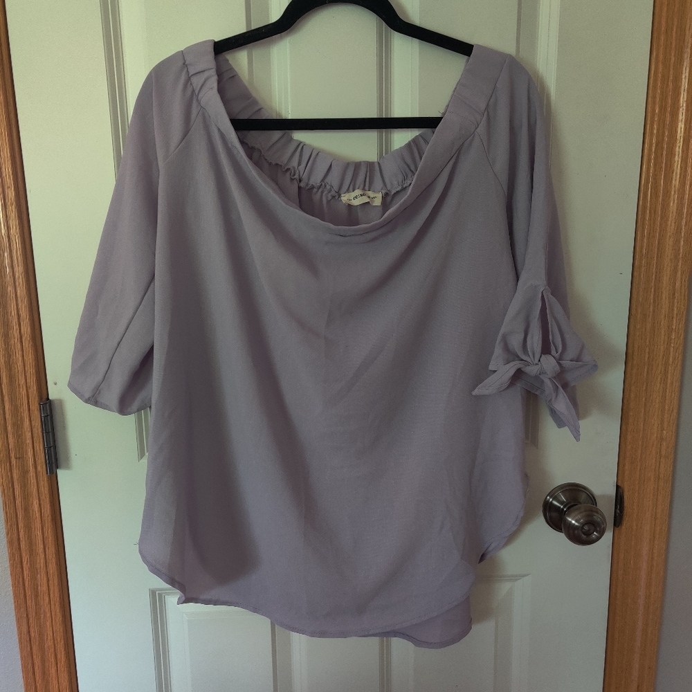 Lavender Women's Top with Bow Sleeve